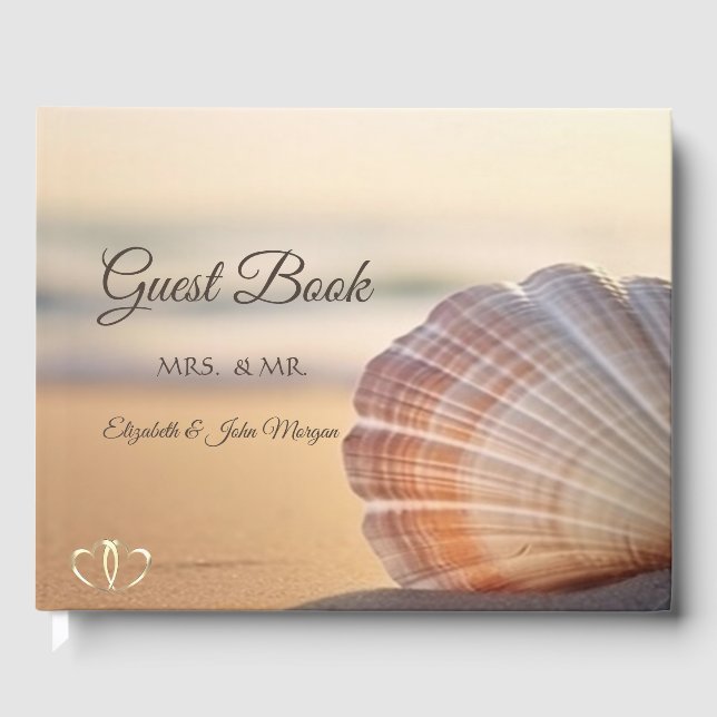 Libro De Visitas Beach Sunset Seashell Guest Book (Anverso)