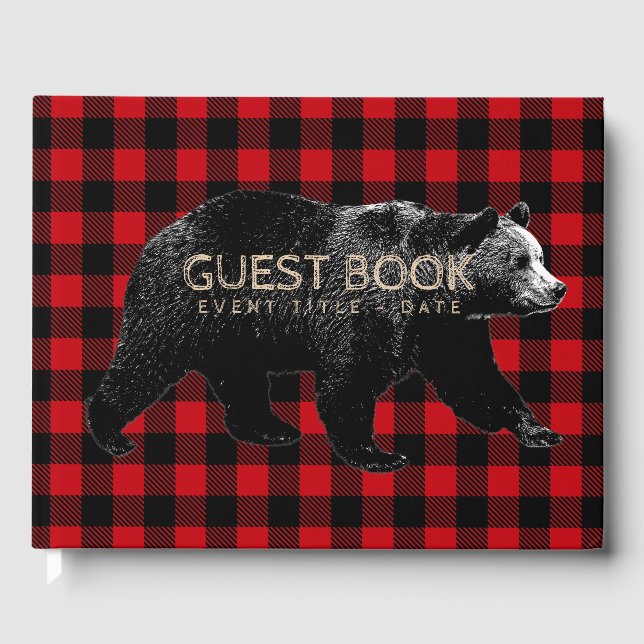 Libro De Visitas Bear Birday Party Event Lumberjack Guest Book (Anverso)