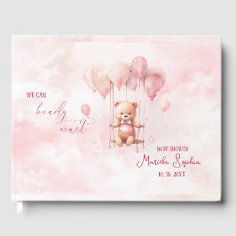 Libro De Visitas Bearly Wait Pink Watercolor Baby Shower