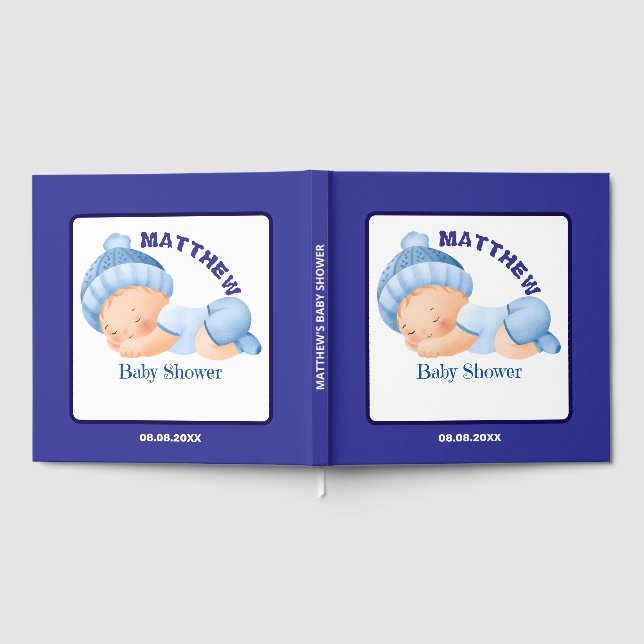 Libro De Visitas Bebé Azul Shower, Ducha de Bebé Niño (Lleno)