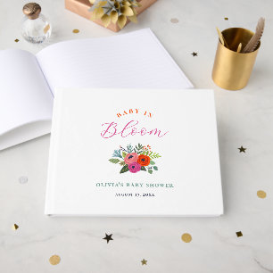 Libro De Visitas Bebé en un Baby Shower floral brillante en flor