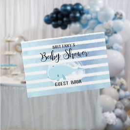 Libro De Visitas Bebé lindo ballena azul Baby Shower a rayas