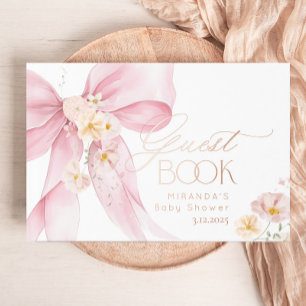 Libro De Visitas Bebé rosado en Baby Shower floral en flor