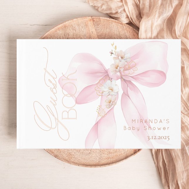 Libro De Visitas Bebé rosado en Baby Shower floral en flor (Subido por el creador)