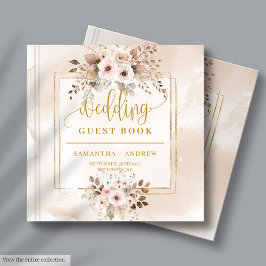 Libro De Visitas Beige Rubor Gold Boho Fall Wedding Guest Book