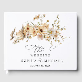Libro De Visitas Beige Wild Flowers Wedding Guest Book