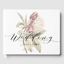 Libro De Visitas Bella Artes Botánico de Peonía de Vintage