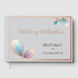 Libro De Visitas Belleza etérea Tono suave Hojas Pastel singulares