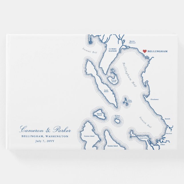 Libro De Visitas Bellingham Washington Map Elegant Navy Boda (Anverso)