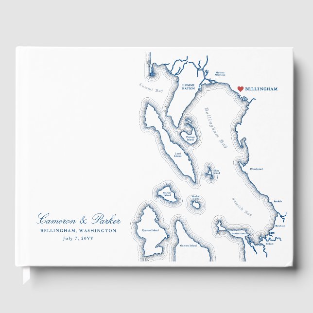 Libro De Visitas Bellingham Washington Map Elegant Navy Boda (Anverso)