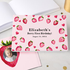 Libro De Visitas Berry First Birthday Strawberry Custom Photo