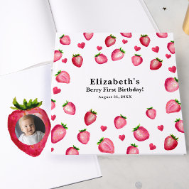 Libro De Visitas Berry First Birthday Strawberry Custom Photo