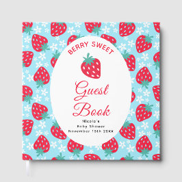 Libro De Visitas Berry Sweet Blue Strawberry Baby Shower 