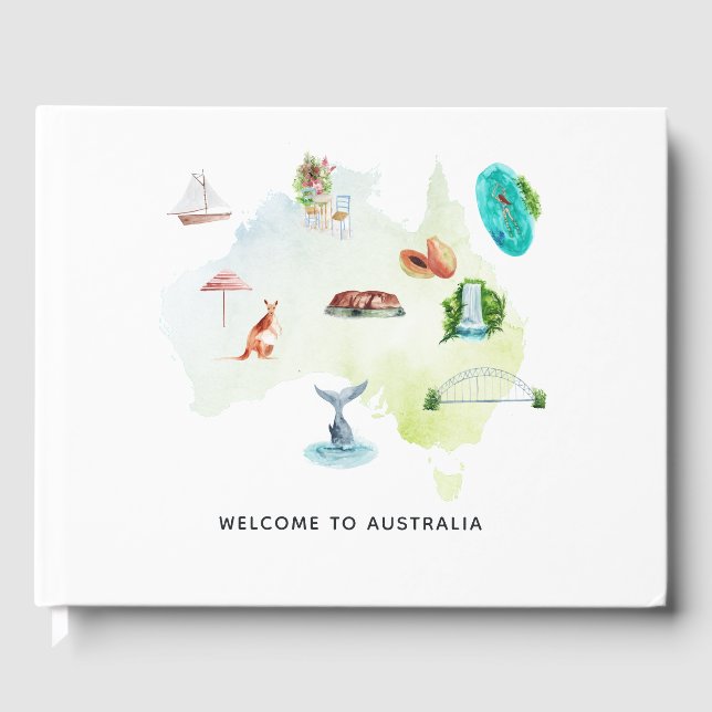 Libro De Visitas Bienvenida a mapa de Australia (Anverso)