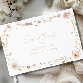 Libro De Visitas Bienvenida al Baby Shower de Flores Boho