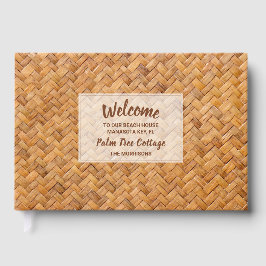 Libro De Visitas Bienvenido a nuestra Alfombra de Hoja de Palma Tre
