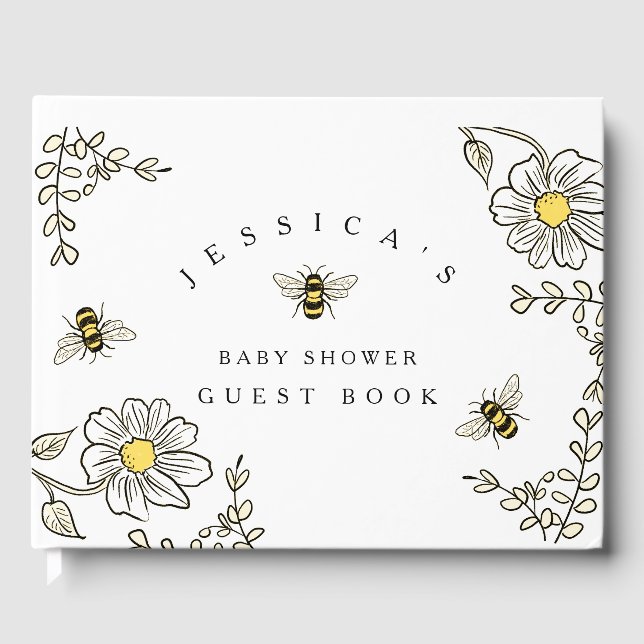Libro De Visitas Bienvenidos a Baby Shower Bee Bee Shower (Anverso)