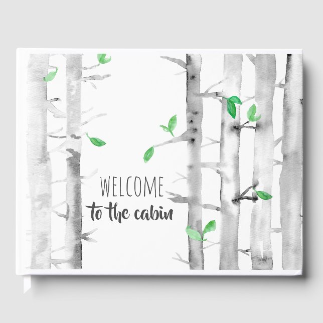 Libro De Visitas Bienvenidos A La Cabina Aspen Birch Trees (Anverso)