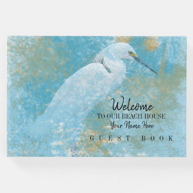 Libro De Visitas Bienvenidos A Nuestra Casa De Playa Snowy Egret (Anverso)