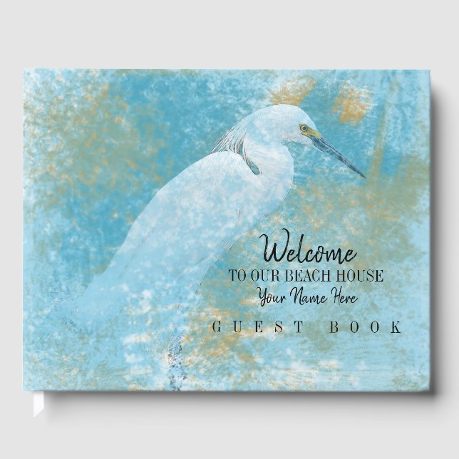 Libro De Visitas Bienvenidos A Nuestra Casa De Playa Snowy Egret (Anverso)