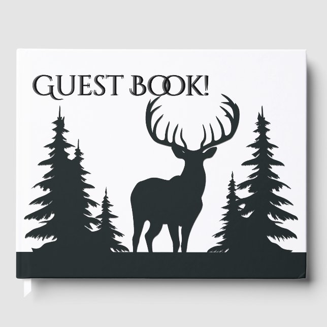 Libro De Visitas Big Buck Entre Árboles Pinos Vector Fecha de texto (Anverso)