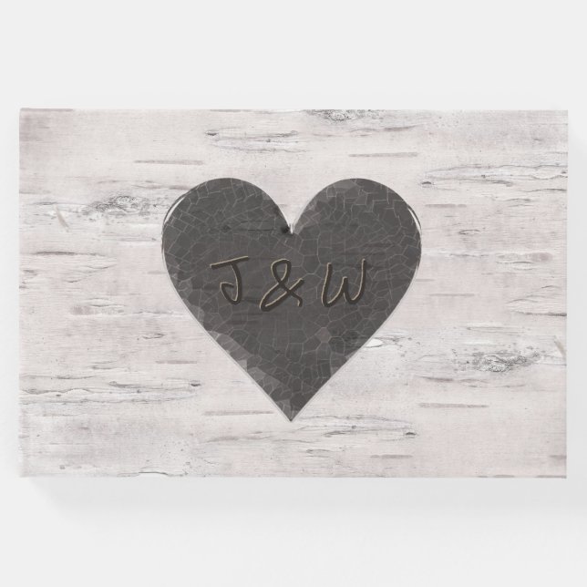 Libro De Visitas Birch Wood Look Boda Guest Book (Anverso)