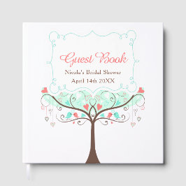 Libro De Visitas Birds Hearts Tree Mint and Coral Bridal Shower