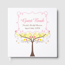 Libro De Visitas Birds Hearts Tree Yellow and Coral Bridal Shower