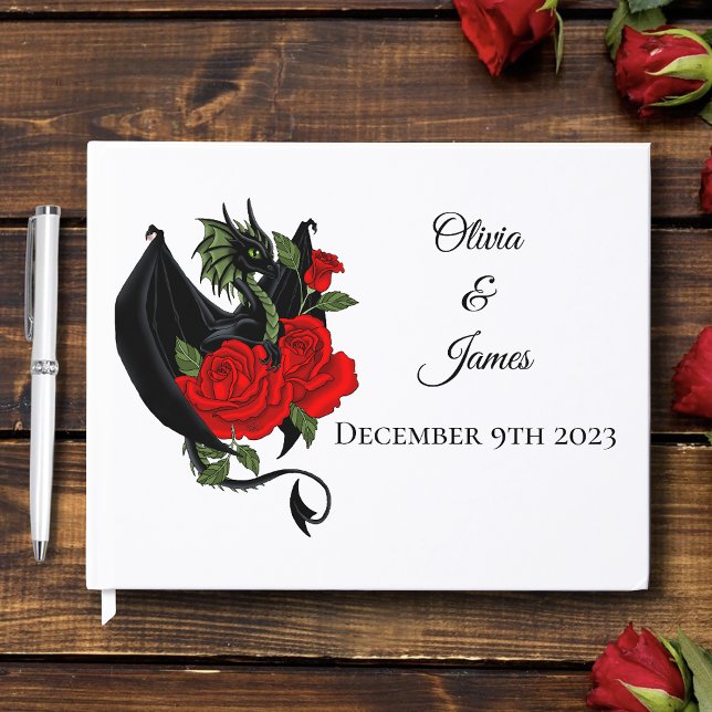 Libro De Visitas Black Dragon Red Roses Fantasy (Subido por el creador)