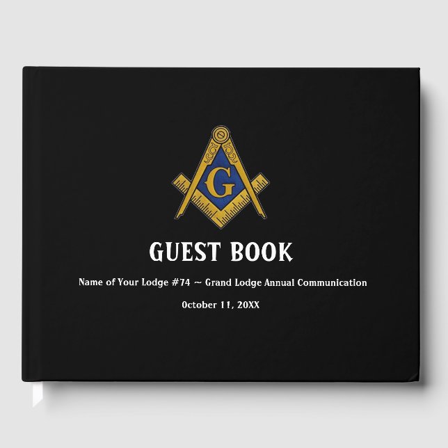 Libro De Visitas Black Freemasys Masonry Square y Compass (Anverso)