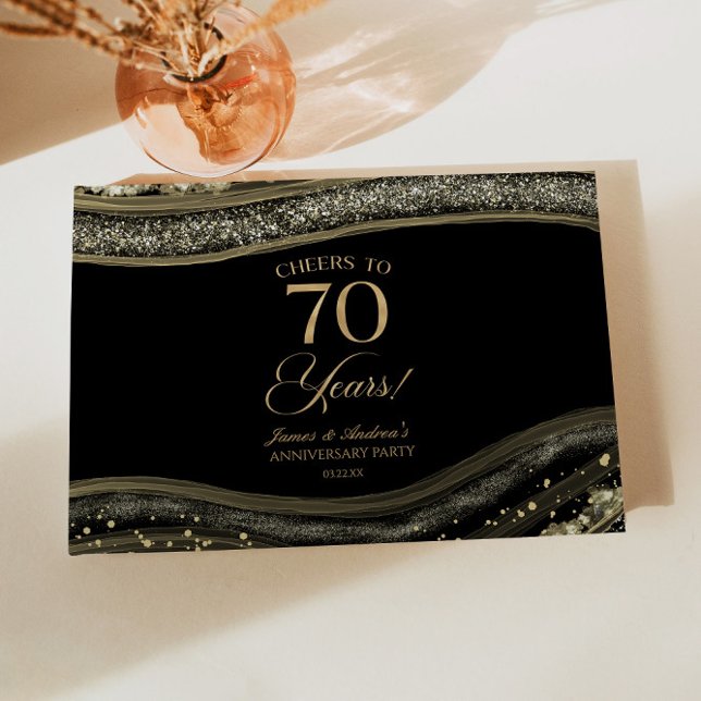 Libro De Visitas Black Gold Agate 70th Wedding Anniversary Party (Subido por el creador)