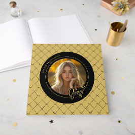 Libro De Visitas Black Gold Bows Elegant Modern Photo Grad