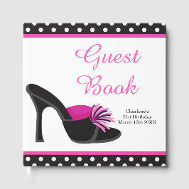 Libro De Visitas Black Heels Shoes with Black Polka Dots