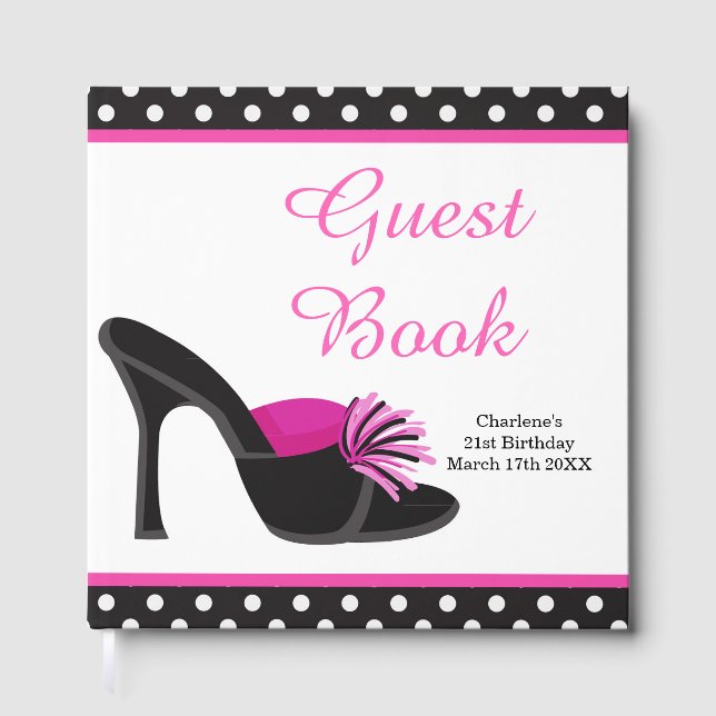 Libro De Visitas Black Heels Shoes with Black Polka Dots (Anverso)