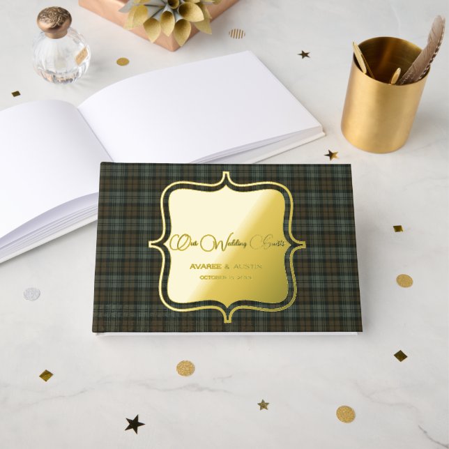 Libro De Visitas Black Watch Weathered Original Escocia Tartán (Anverso Abierto)