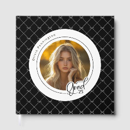 Libro De Visitas Black White Bows Elegant Moderno Photo Grad