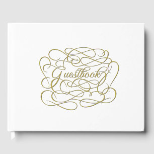 Libro de visitas blanco con elegantes letras