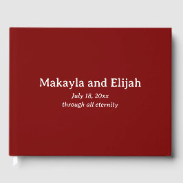 Libro De Visitas Blanco sobre Boda Minimalista rojo