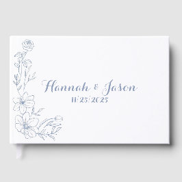 Libro De Visitas Blissful Blue Blooms Wedding Guest Book