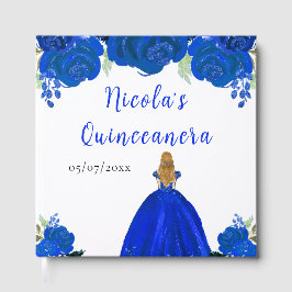 Libro De Visitas Blonde Hair Princess Blue Quinceanera Guest Book