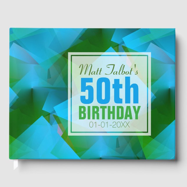 Libro De Visitas Blue Abstract Cubist 30th Birthday Guest Book (Anverso)