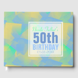 Libro De Visitas Blue Abstract pastel 50th Birthday Guest Book