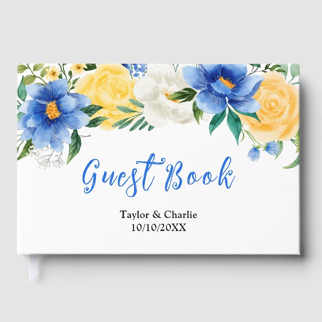 Libro De Visitas Blue and Yellow Floral Wedding (Anverso)