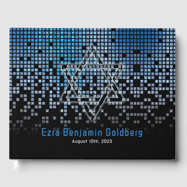 Libro De Visitas Blue Black Video Game Gamer Bar Mitzvah (Anverso)