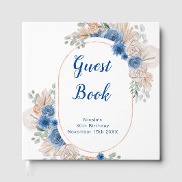 Libro De Visitas Blue Boho Pampas Grass Birthday Party