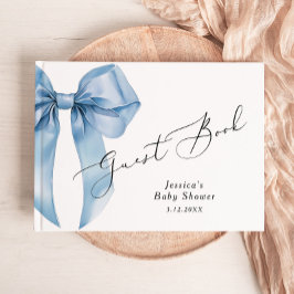 Libro De Visitas Blue Bow Calligraphy Baby Bow