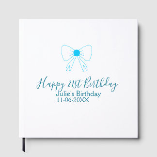 Libro De Visitas Blue bow happy 21ᵉʳ cumpleaños date