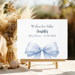 Libro De Visitas Blue bow white wish boy Baby Shower
