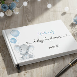 Libro De Visitas Blue Elephant Balloons Foil Baby Shower Guest Book