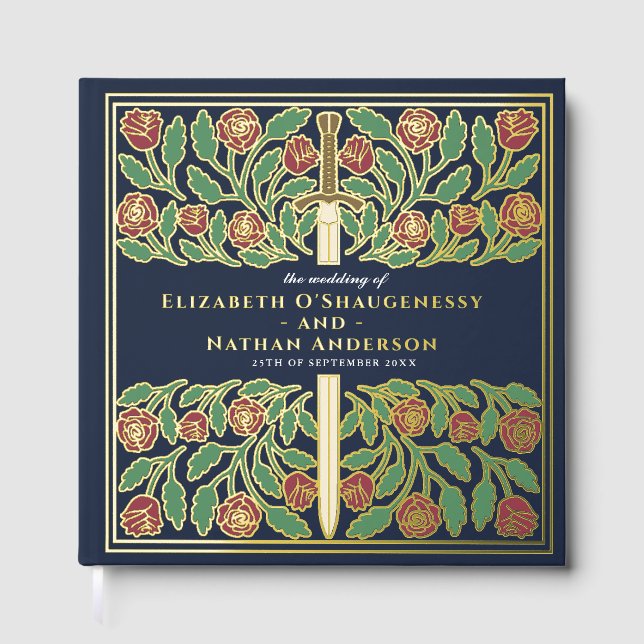 Libro De Visitas Blue Fantasy Royal Medieval Sword Wedding (Anverso)